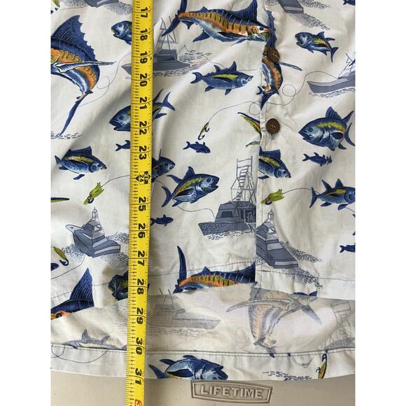 90s Camp Button Up Shirt 2XL Marlin Fish Boat Fisherman Resort Vacation Resort - Picture 9 of 11